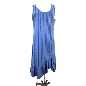 New Prairie Cotton Summer Dress Womens M Blue Stripe Sleeveless USA NWOT